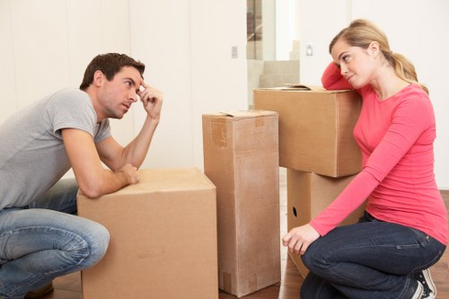 Customer packing belongings into a mobile storage container